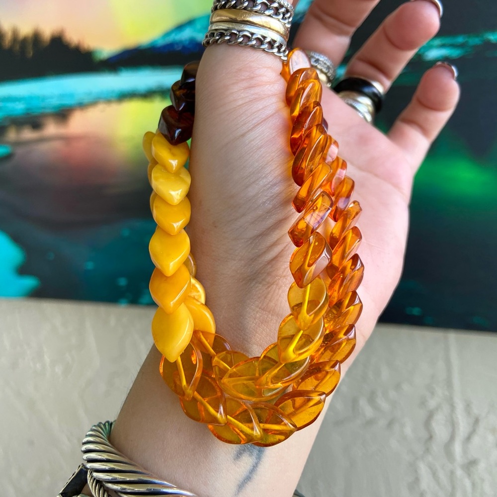 Genuine baltic amber choker boho necklace - Picture 3 of 12